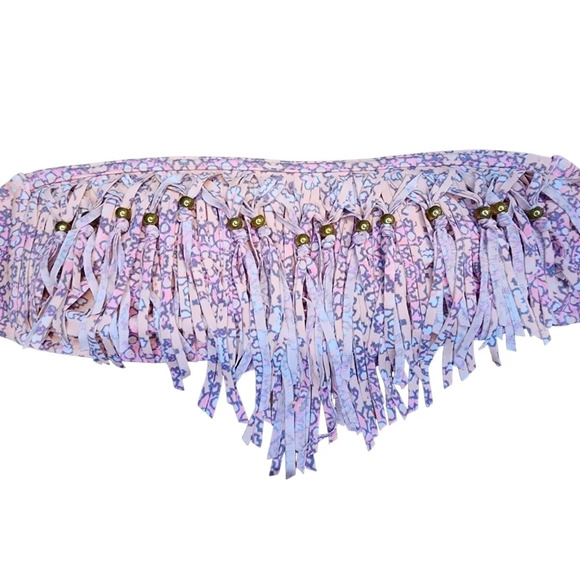 Ninety Five ° Swimsuit Bikini 2 piece Size Small Pink Orange Fringe Top - Picture 3 of 12